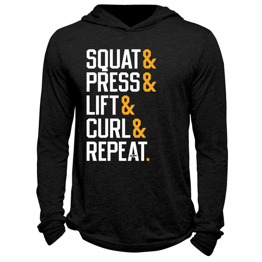 Squat Press Lift Curl Repeat Hoodie